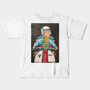 Retro Scooter, Classic Scooter, Scooterist, Scootering, Scooter Rider, Mod Art Kids T-Shirt